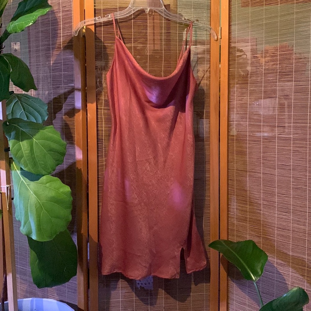 Super cute salmon slip style dress. No tag but fits like a small.